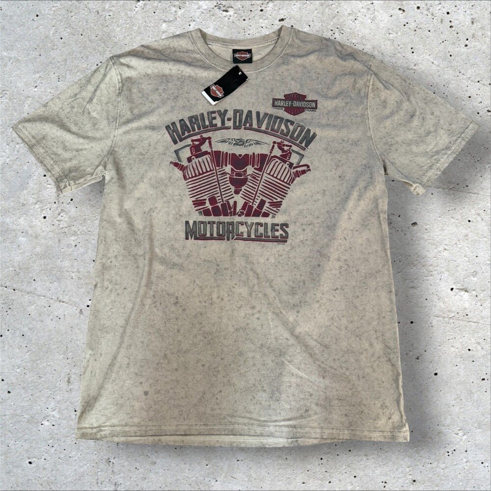 NWT Harley Davidson Shirt Mens XL Tan Acid Wash Lane Splitter San Jose CA Tee